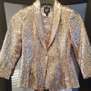 New York & Co Sequin Blazer Gold
